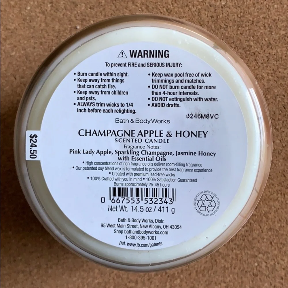 B&BW Champagne Apple & Honey 3-Wick Candle